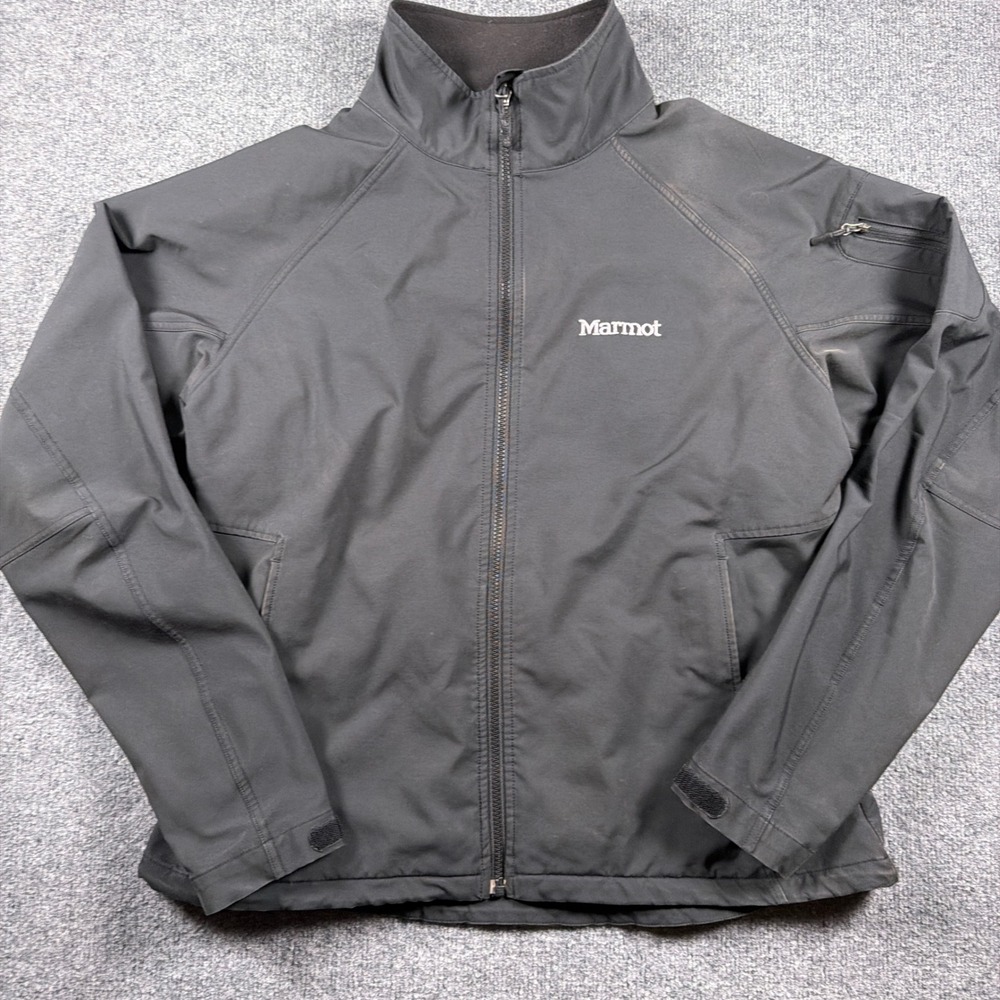 Marmot Softshell Jacket Mens XL Black Full Zip Fleece Lined Outdoor Hiking